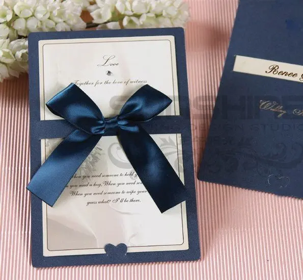 Invitation Card Wedding Cards Cm B2 Blue Color With Ribbon Invitation Card Wedding Cards Cm B2 Blue Color With Ribbon Decoration