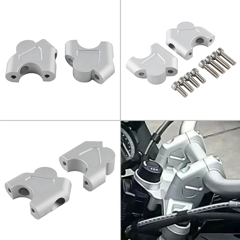 

2pcs Riser Handle Bar Silver CNC Aluminum Alloy 30mm Motorcycle Handlebar Riser Set Moves Bar High Quality Accessory Part