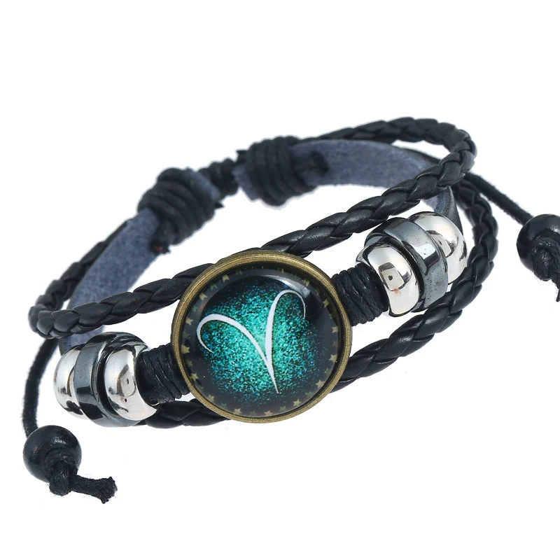 

Virgo/sagittarius/aquarius/scorpio/libra/capricorn 12 Constellation Bracelet Men Women Braided Leather Bracelets Jewelry Gift