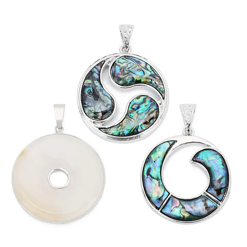 XINYAO 2018 Fashion Round Abalone Shell Pendant Natural Stone Gray Agates Floating for DIY Necklace Jewelry Findings | Украшения и
