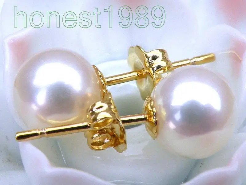 Selling Jewelry>>>TOP 8MM AAA+++ GRADE PERFECT ROUND WHITE AKOYA PEARLS EARRING
