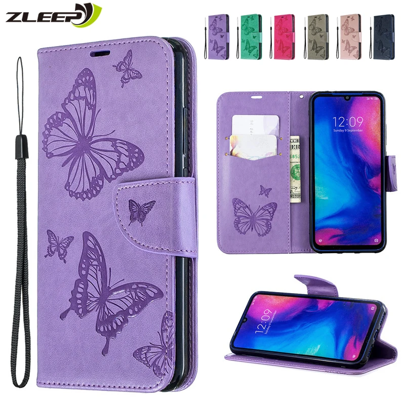 3D бабочка чехол-портмоне с откидной крышкой чехол для Xiaomi mi 9T CC9 Note10 Red mi 7A 6A 8A 6 Note 8, 8, 7, K20 Pro кожаный держатель для карт Coque