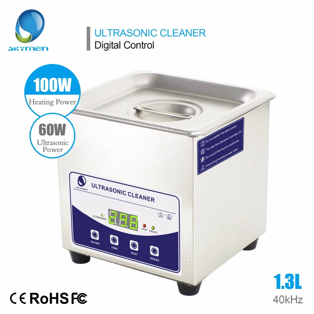 

Skymen Digital 1.3L 60w Ultrasonic Cleaner with Degas Timer Heating Adjustable Bath Stainless Steel metal tools Cleaning Machine
