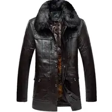 Зима плюс бархат утолщаются съемный меховой воротник кожаная куртка для мужчин jaqueta de couro masculino motoqueiro chaqueta мужские пальто