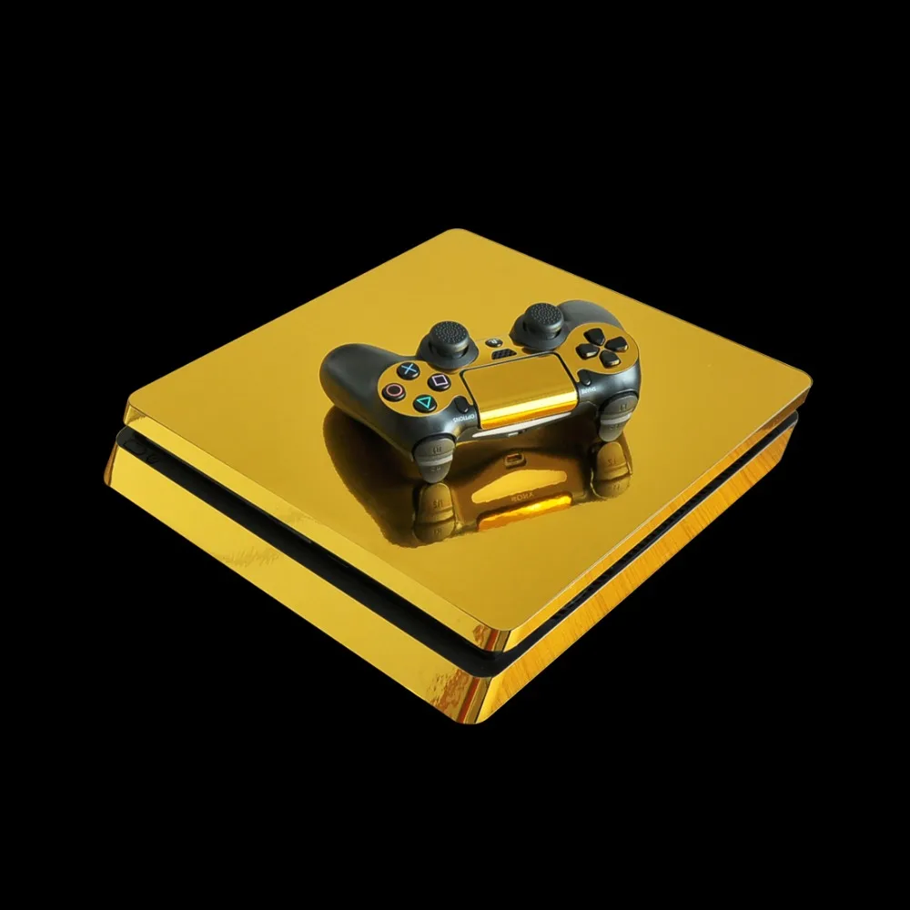 Metel cepillado oro PS4 piel delgada pegatina vinilo para Sony Playstation 4 consola y 2 controladores PS4 piel delgada etiqueta engomada Metel cepillado oro PS4 piel delgada pegatina vinilo para Sony Playstation 4 consola y 2 controladores PS4 piel delgada etiqueta engomada