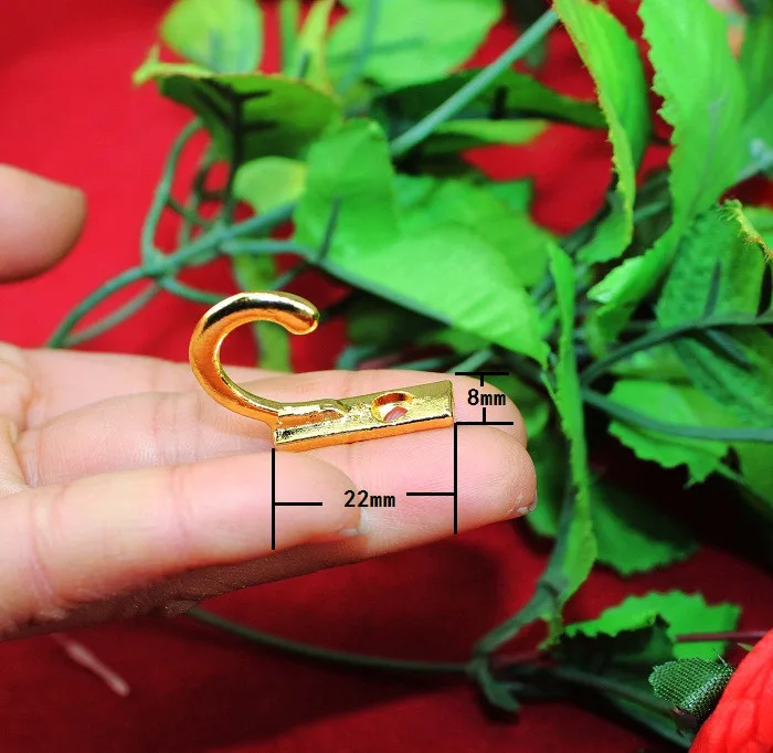 Wholesale Key Mini Hangers,Antique Alloy Hook Decorative Furniture Wood Board Mounted Robe Hooks,Gold Color,22*8mm,200Pcs