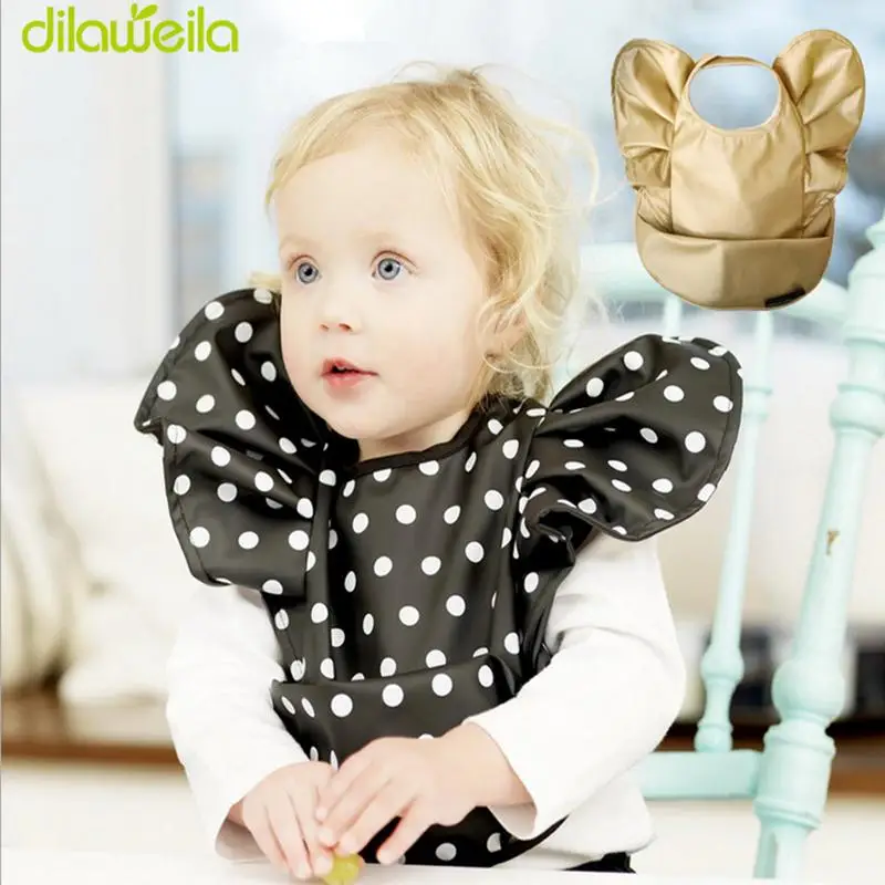 

New Pattern The Baby Wave Tyrant Gold Pocket Pocket Bib Bib Hard Waterproof Slobber TRK0062