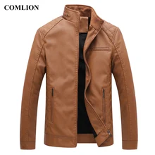Новое поступление осенне-зимняя куртка Мужчины искусственная кожа куртка мотоциклетная теплая водонепроницаемая Повседневная Мужская Утепленная куртка длинная верхняя одежда