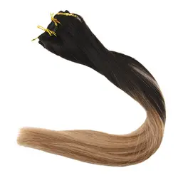 Полный блеск 10 шт. клип в наращивание волос выметания Цвет #1B/8/12 100 г двойное плетение Remy натуральные волосы клип в расширениях