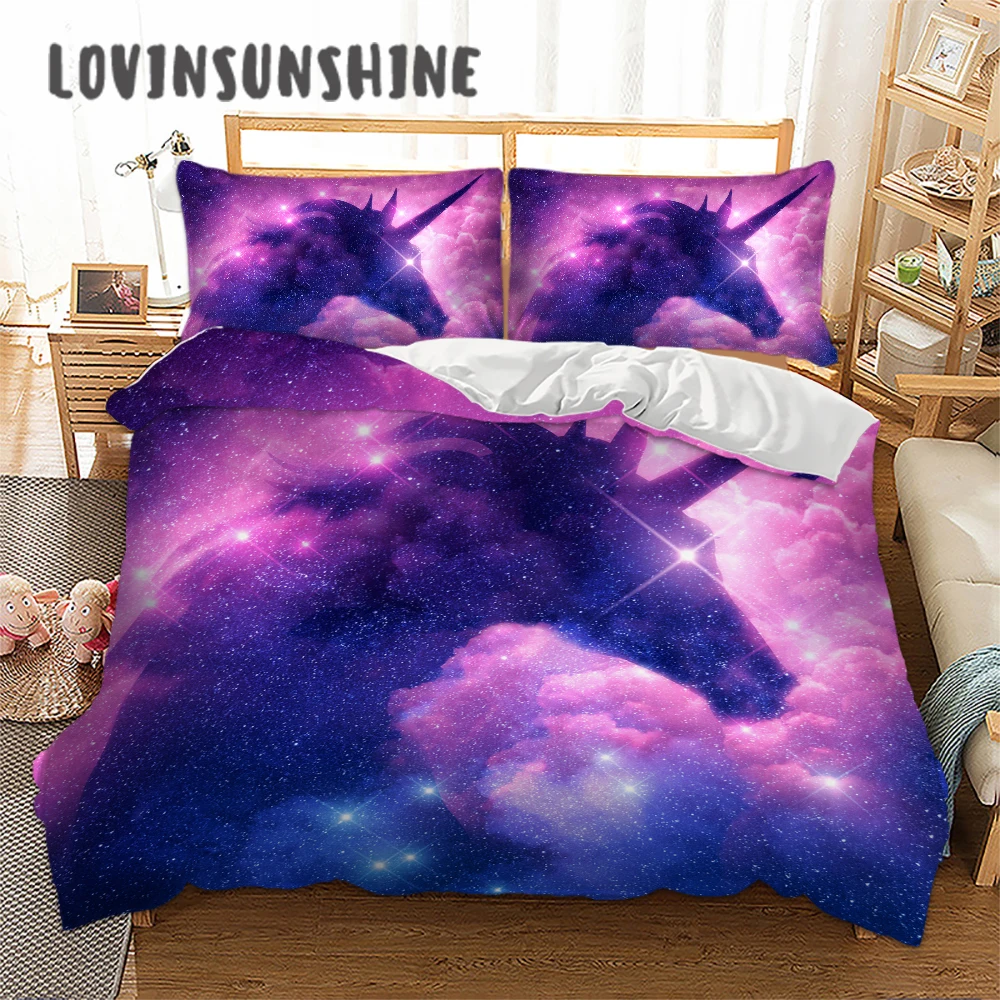

LOVINSUNSHINE Bed Set Bedding King Size Star Unicorn Pattern Bedding Set Duvet Cover Comforter AB#59