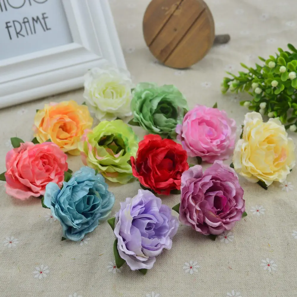 

100pcs Silk peonies Artificial flower for home accessories decor christmas wedding needlework diy gifts wreath fake plastic rose