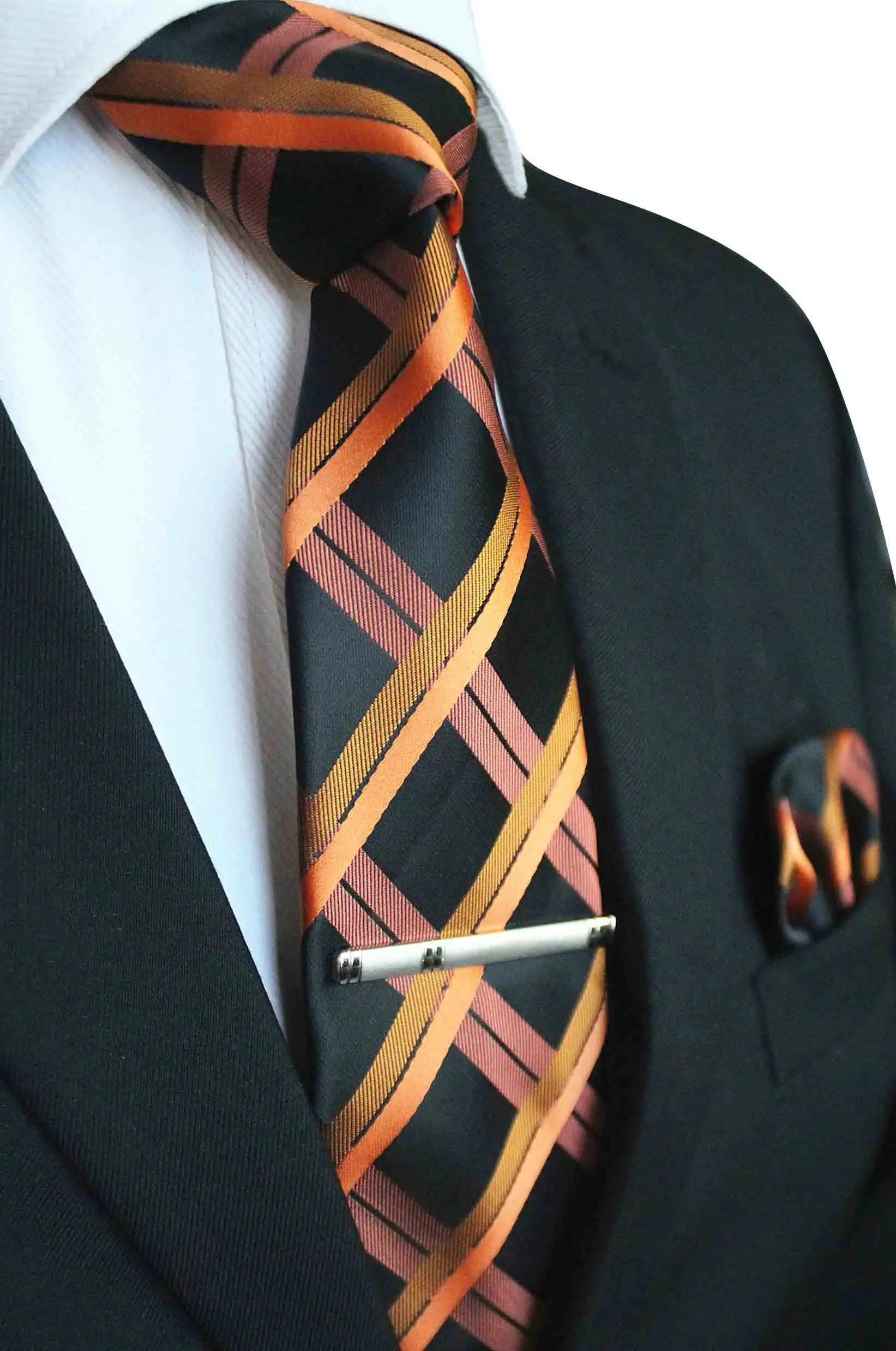 JEMYGINS шелковый галстук& Карманный квадратный& зажим для галстука набор галстук ручной работы Высокое качество для модных мужчин вечерние костюм для свадьбы - Цвет: 8