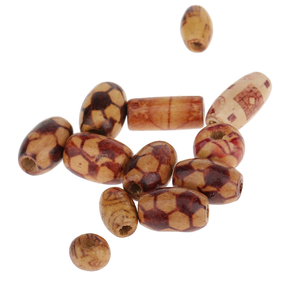 100 Pieces Mixed Large Hole Wood Wooden Beads for Macrame Jewelry Crafts Making