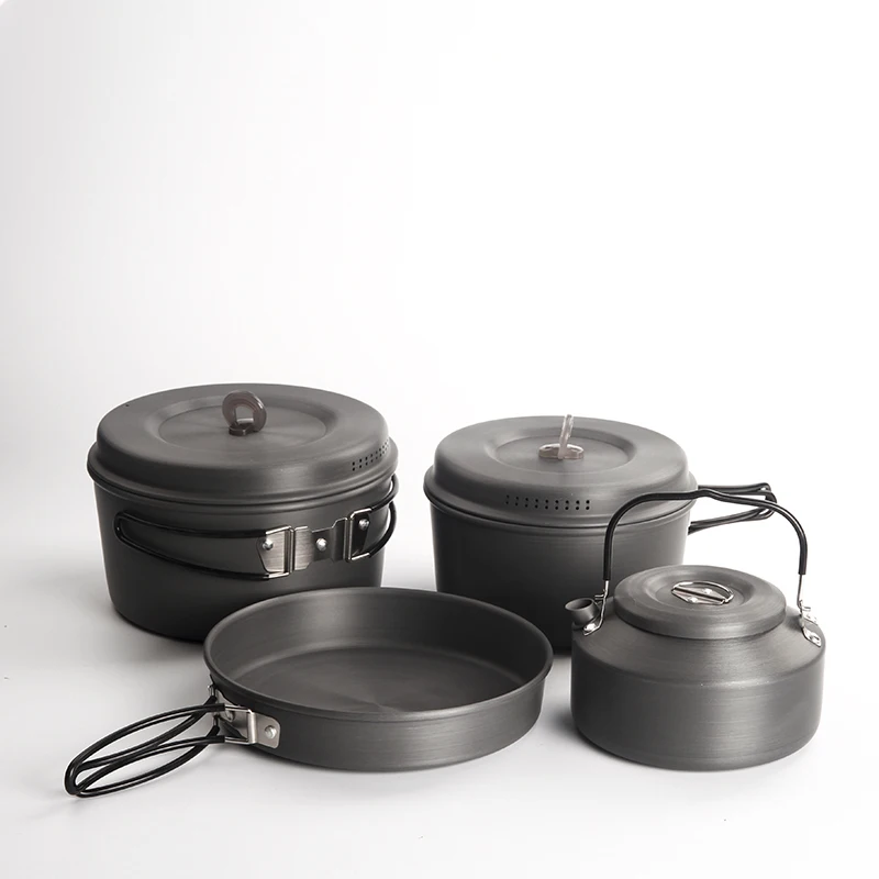 Ultraligero camping cocina Sartenes Vajilla mango plegable camping Utensilios de cocina Set 2-3 pepoles