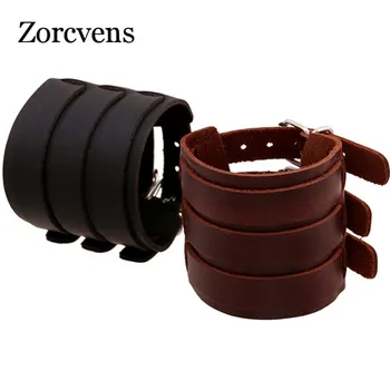 ZORCVENS 2020 Hot selling Fashion Punk Rivet Wide Leather Bracelets Men For Women Cuff Vintage Rock Jewelry