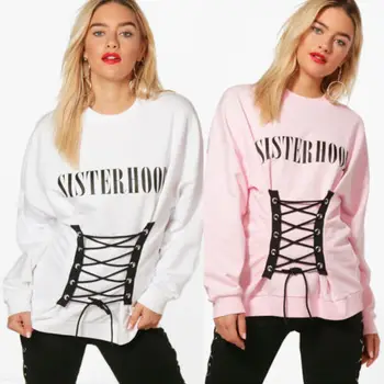

Womens Cute Printing Waisted Long Sleeve Hoodies Sweatshirt Casual Hooded Tops Jumper Pullover