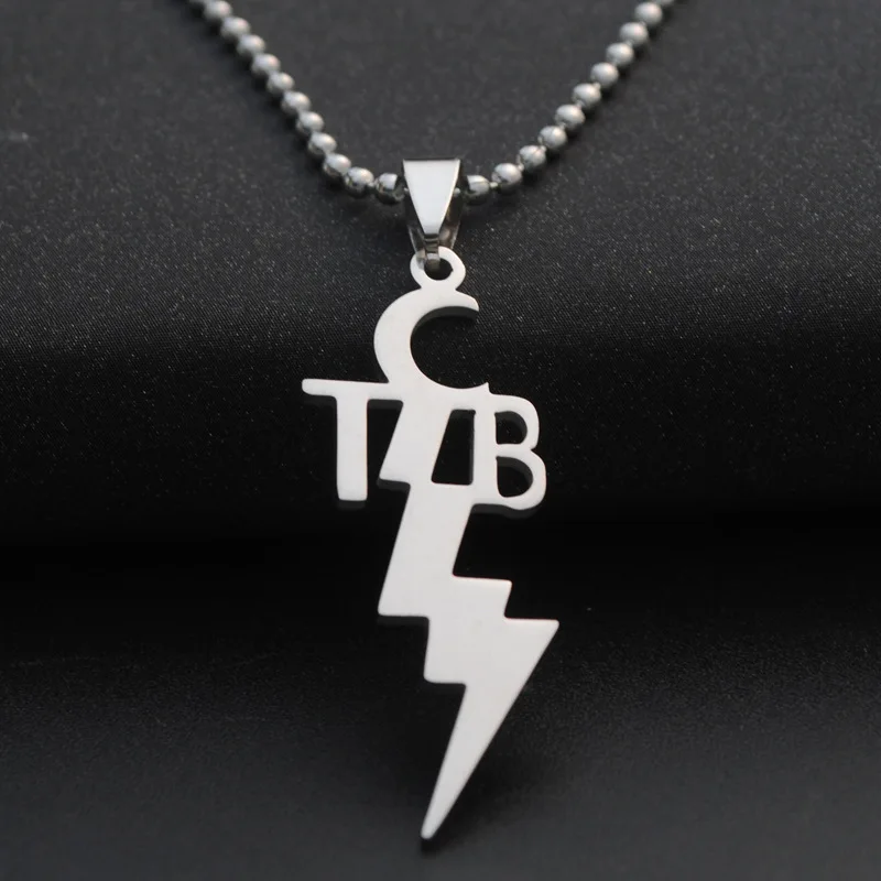 

10PCS TCB Elvis Presley Stainless Steel Necklace Music Superstar Alphabet Initial Letter Lightning Thunder Bolt Necklaces