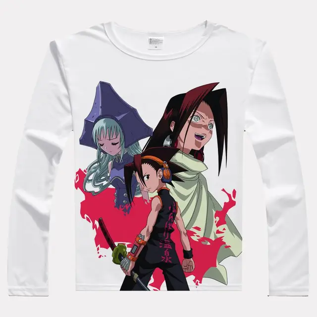 Anime Tops Shaman King T shirts ASAKURA HAO Yoh Long Sleeve Tops Men