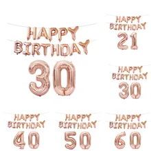 FUDANL 15 pcs 16 pollici Oro Rosa Numero Lettera Palloncini Festa di Compleanno Palloncini 18 21 30 40 50 60th Per Adulti decorazione Festa di compleanno(China)