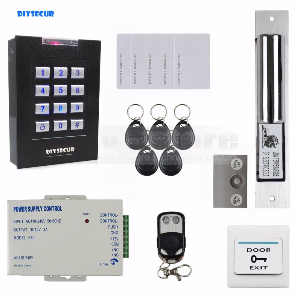 

DIYSECUR 125KHz RFID Keypad Door Lock Access Control System Kit + Drop Bolt Lock For House / Office