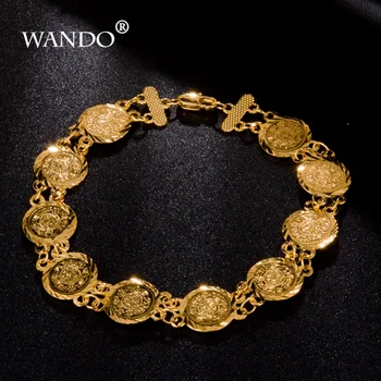 

wando Dubai/Ethiopian/African women gift jewelry romantic Heart bracelet jewelry Gold Color Wholesale b8