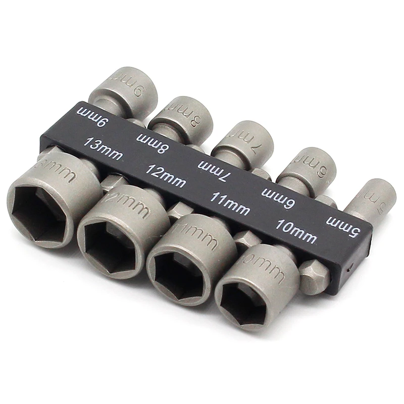 9 개/대 5mm-13mm 육각 소켓 슬리브 노즐 마그네틱 너트 드라이버 세트 드릴 비트 어댑터 육각 전동 공구