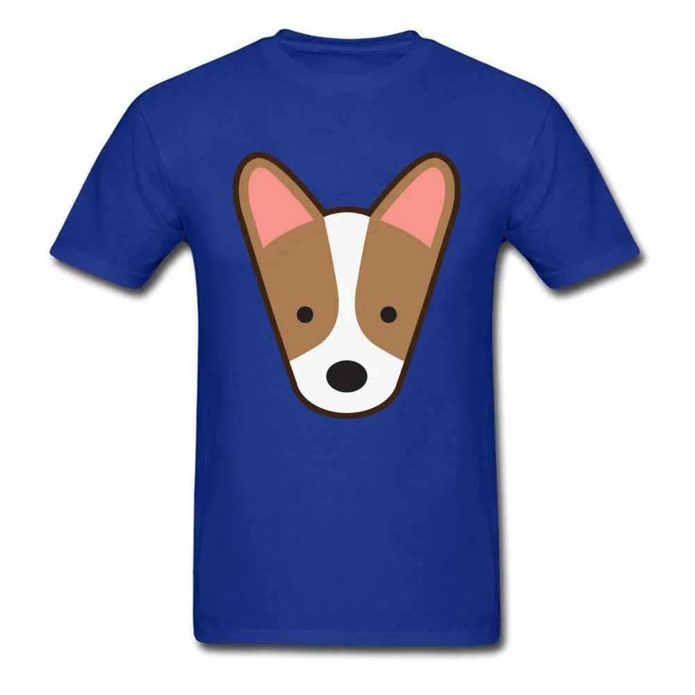 Corgi Pup 100% Cotton Geek Tops T Shirt Brand New Short Sleeve Men's Top T-shirts Design ostern Day Tee-Shirt Round Neck Corgi Pup blue