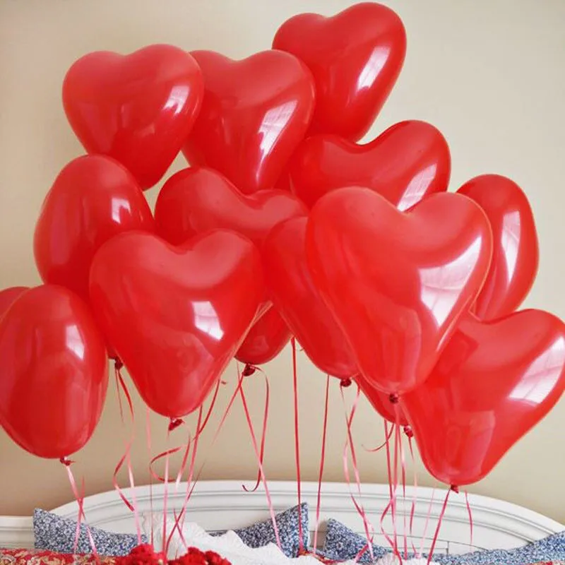 20 шт./лот 2,2 г розовый белый красный латексные шары «любовь» в форме сердца утолщение Свадебные перламутровые шары поставки День Рождения Декор - Цвет: Красный