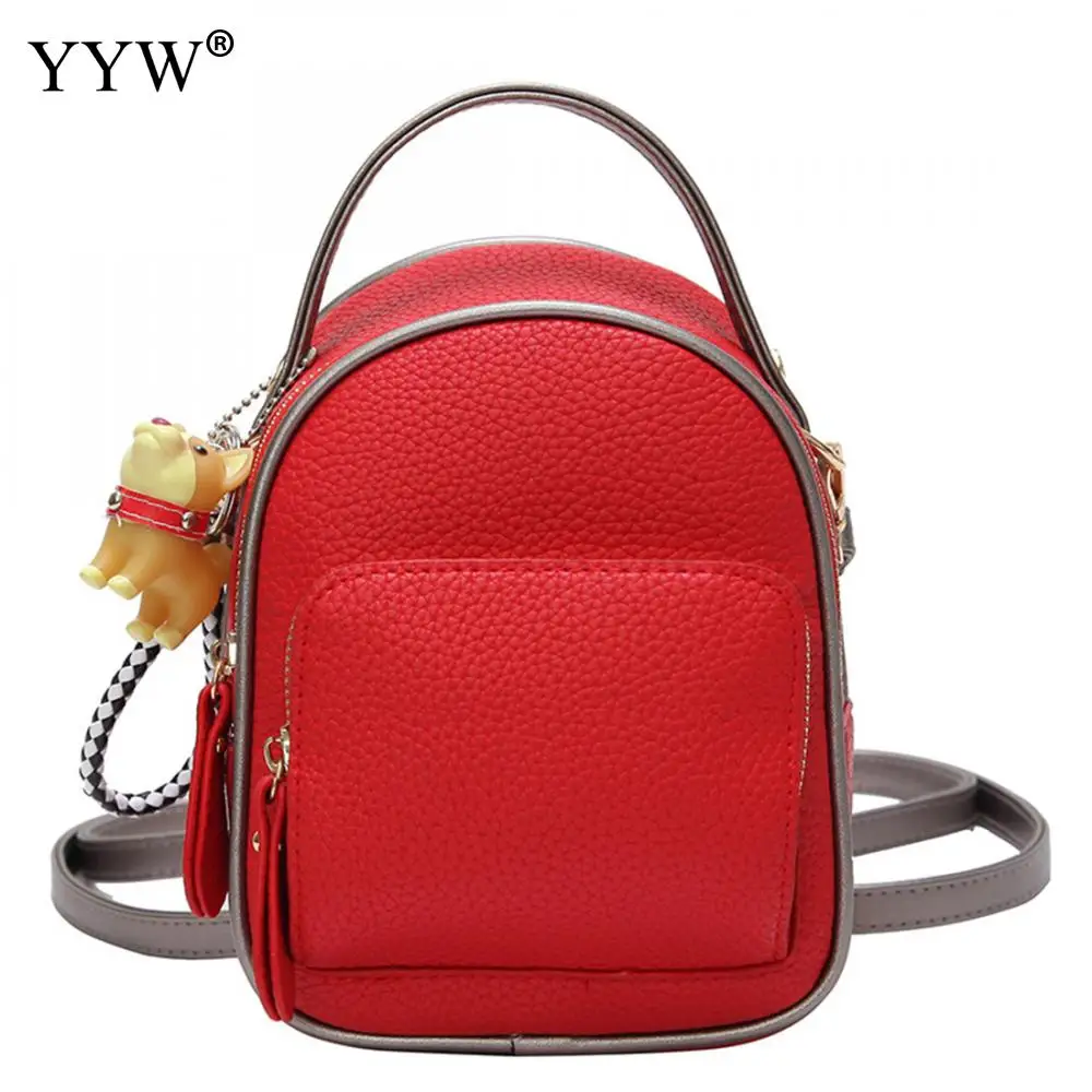 Mini Red Leather Backpack Purse