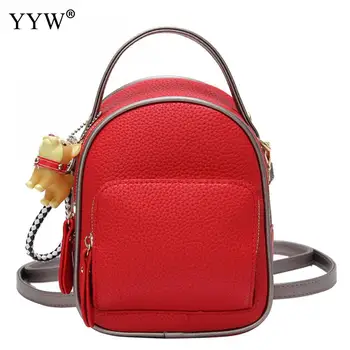 

YYW Pu Leather Women Schoolbag Backpack Factory Price Mini Backpacks For Girls Solid Red Pink Mulheres Mochila High Quality