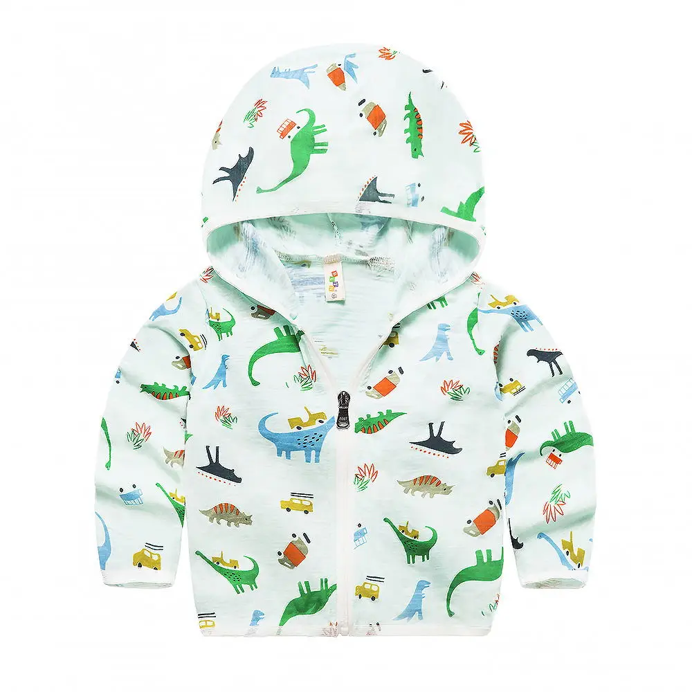 Новая летняя ветровка для мальчиков и девочек, пальто с 3D Динозавр юркского периода, парка, модная спортивная детская одежда, верхняя одежда для детей - Цвет: Зеленый