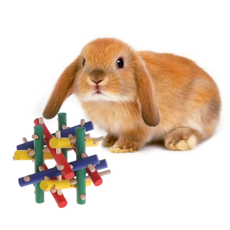 font b Pet b font Toy Colorful Wood Safety Knot Nibbler Chew Bite For Rabbit