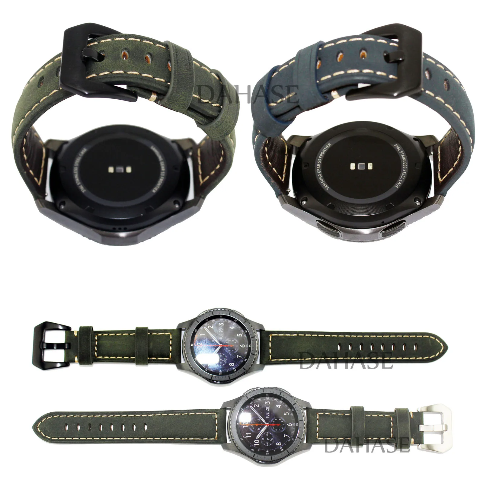 Ремешок DAHASE для часов Samsung Gear S3 Frontier синий и зеленый цвета ремешок из натуральной