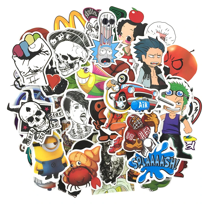 100pcs Mixed Cartoon Toy Stickers for Car Styling Bike Motorcycle Phone Laptop Travel Luggage Cool Funny Sticker Bomb JDM Decals