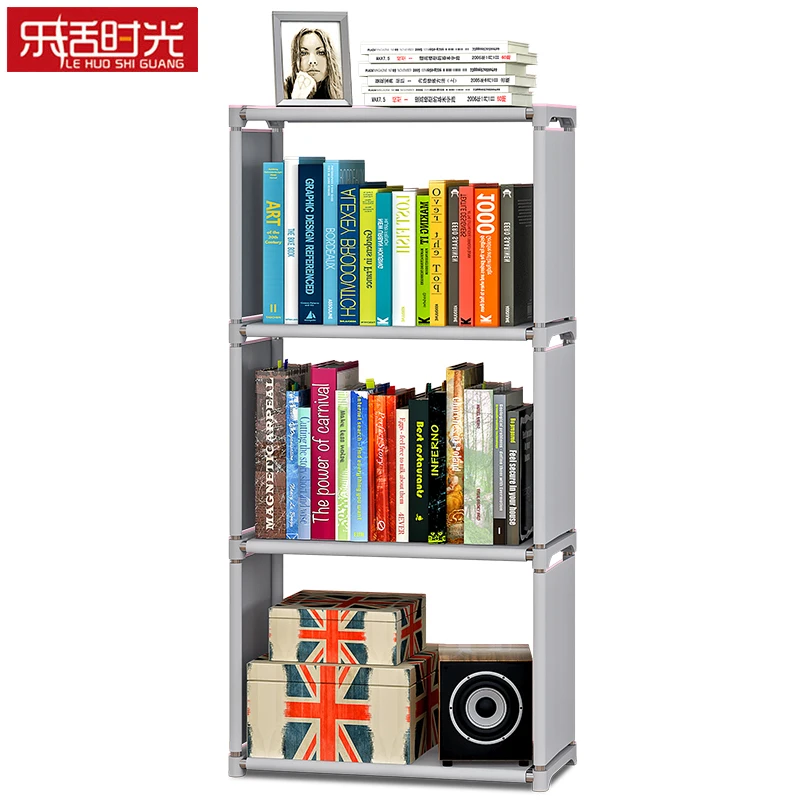 

Simple Modern Living Room Decoration easy to install Non Woven Standing Storage Closet Fashion DIY Creative 3 Grids Bookshelf