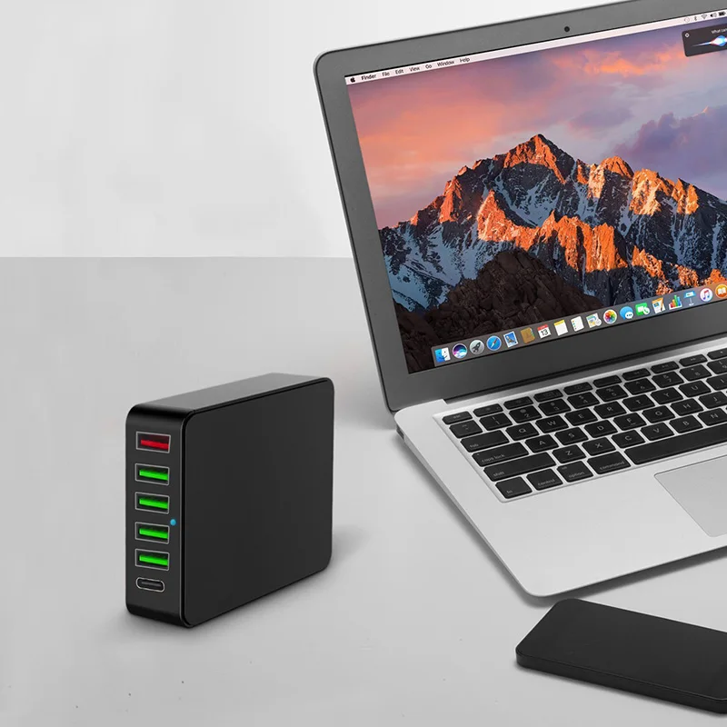 Зарядное устройство USB 60 Вт настольное зарядное QC 3 0 Type C: 6 портовая зарядная