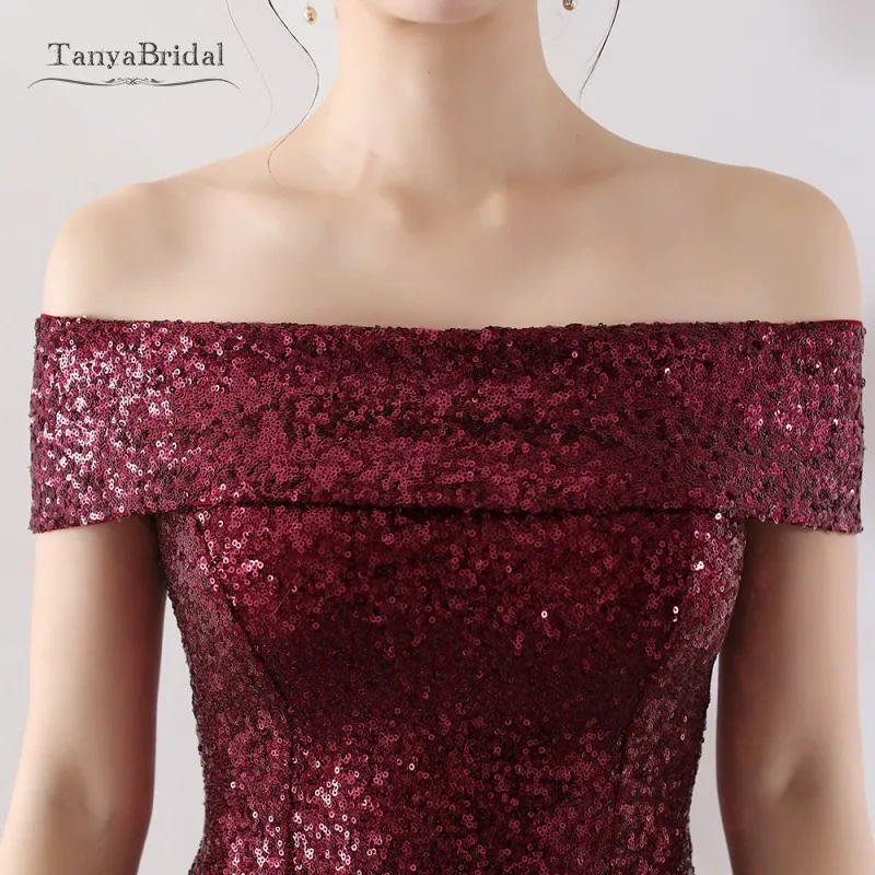 Платья с открытыми плечами с юбкой-годе с блестками Длинные свадебные ...