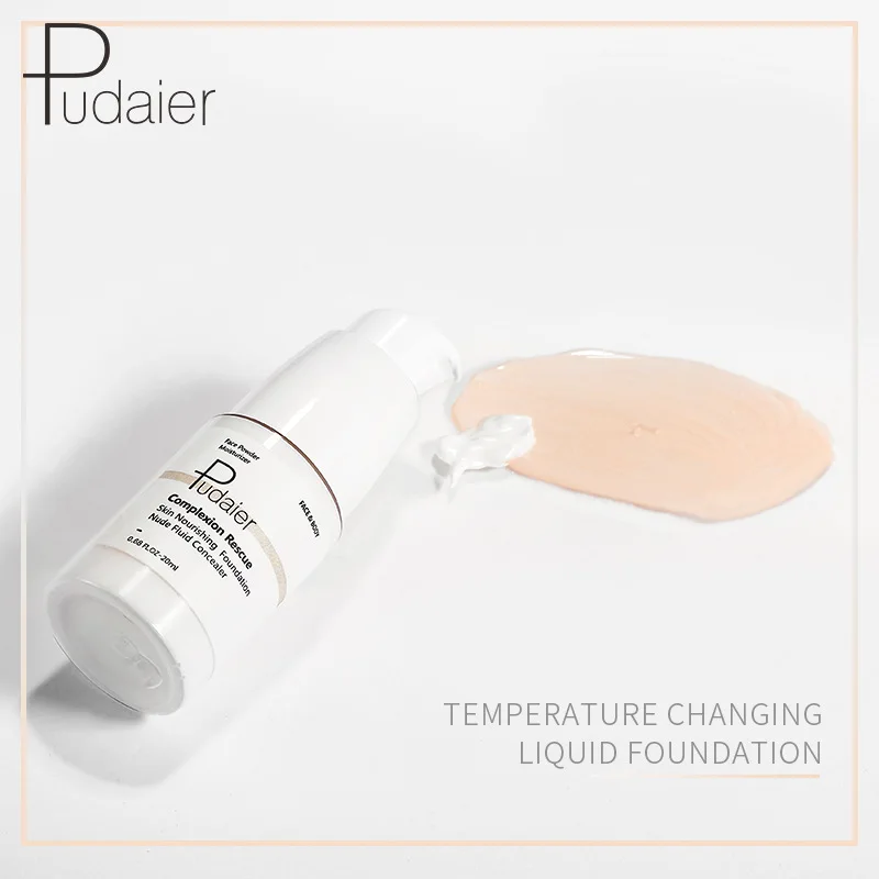 Pudaier 25ml Magic Temperature Color Changing Liquid Foundation Concealer Full Coverage Long Lasting Makeup Skin Tone Make Up