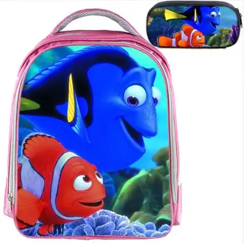 

13inch Finding Nemo Backpack School Bags Pencil Bag Set Shark School Backpack Girls Boys Bookbag Children Gift Customized