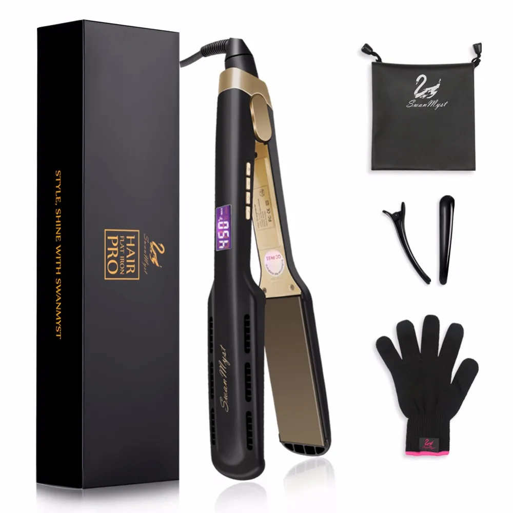

Upgraded SwanMyst Flat Iron 2 Inch Professional Hair Straightener with Nano Titanium Plates, Dual Voltage The second generation