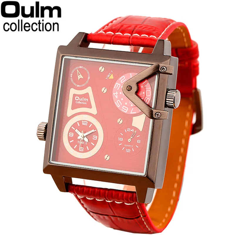 

Oulm Authentic Tag Brand Watches Mens Stainless Steel Back Reloj Cuadrado Relogio Masculino Grandes Quadrados Erkek Gifts Saat