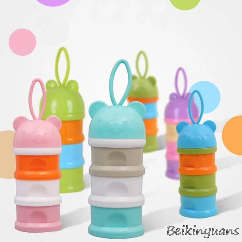 

Detachable baby portable frog head milk powder color milk powder box three-layer milk powder box bear head milk powder box