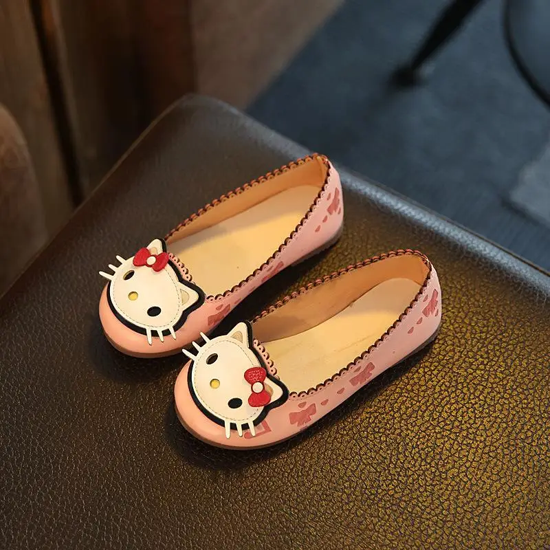 Детская обувь для девочек; коллекция года; сезон весна-осень; новые туфли принцессы с героями мультфильмов «hello kittys» в горошек; детская обувь для младенцев для отдыха - Цвет: Pink