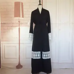 Женское мусульманское платье кардиган турецкий Дубай Абаи платье кружевной Кафтан Исламская Костюмы роковой Islamique