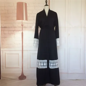 

Women Muslim Dress Cardigan Turkish Dubai Abaya Dress Lace Kaftan Islamic Clothing Robe Femme Islamique