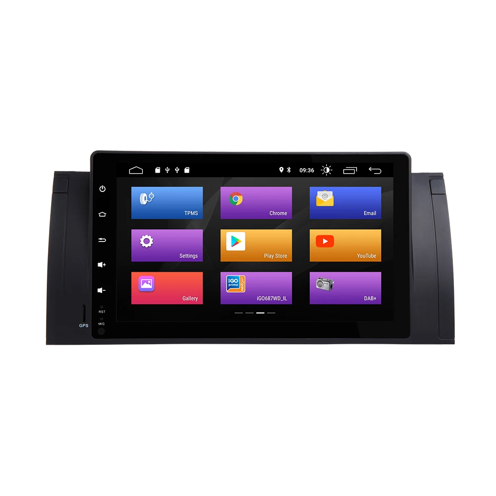 Best 9" Android 9.0 Quad Core GPS Naviagton DAB+ DVR Canbus 4G Wifi TPMS 1 Din CAR DVD Player For BMW 5 Series E39 E53 X5 M5 FM 3