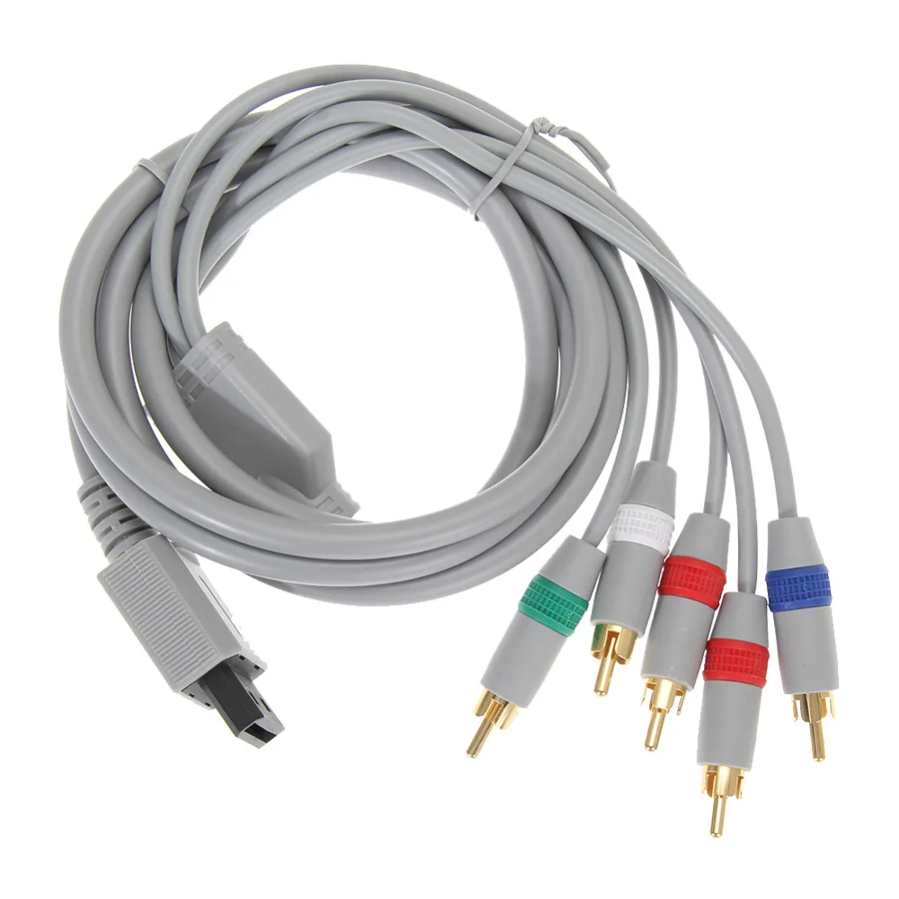 1.8m 1080P Component Game Cable for Wii HDTV Audio Video AV 5 RCA Game Adapter  Audio Video Cable for Nintendo Wii Gray