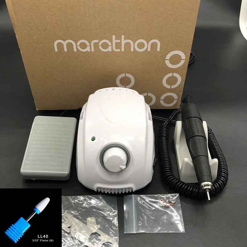 Online Authent MARATHON Champion 3 102L Griff 35000rpm Elektrische Nagel Bohren STARKE 210 Micro Motor Schleifen Maschine Für Nagel kunst Werkzeuge