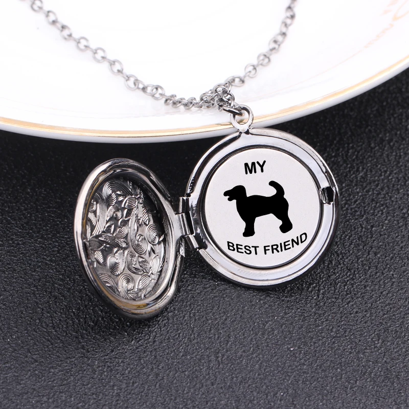 

Dog Lover Gift Necklace Sweater Chain Openable Phase Box Locket Pendant Floating Plate lettering Jewelry Personalised Name