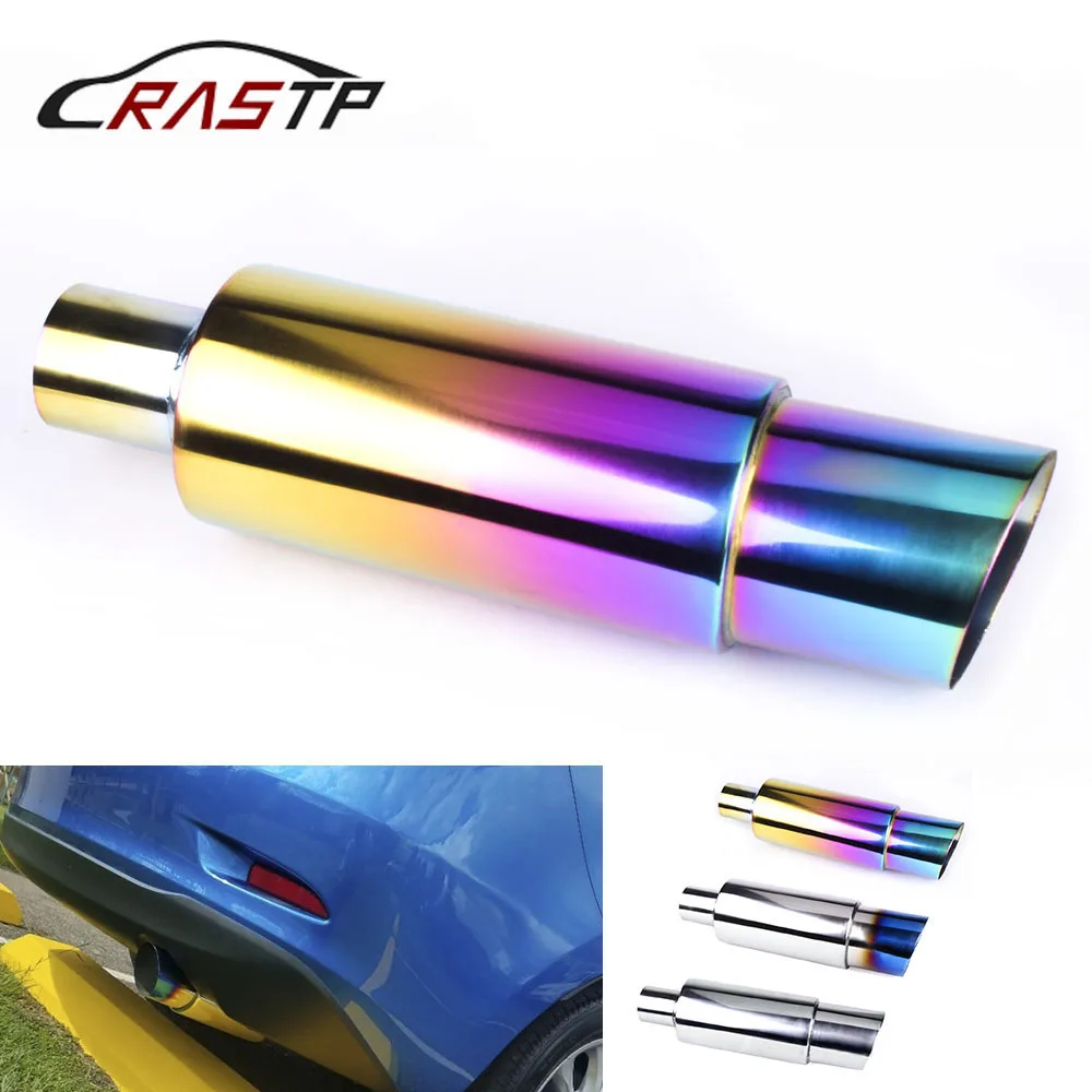 62mm Car Exhaust Tail Pipe Muffler Stainless Steel Double Oblique Outlet End Pipe Paint Blue 